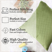 Both Side Quilted Velvet Cushion Cover (Set of 2), Mehndi